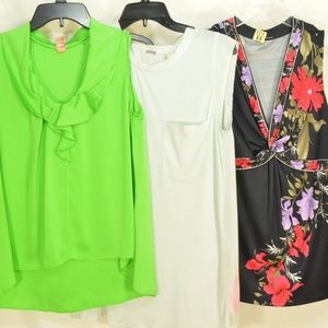 Elie Tahari tops Lot of 3 sleeveless black floral,